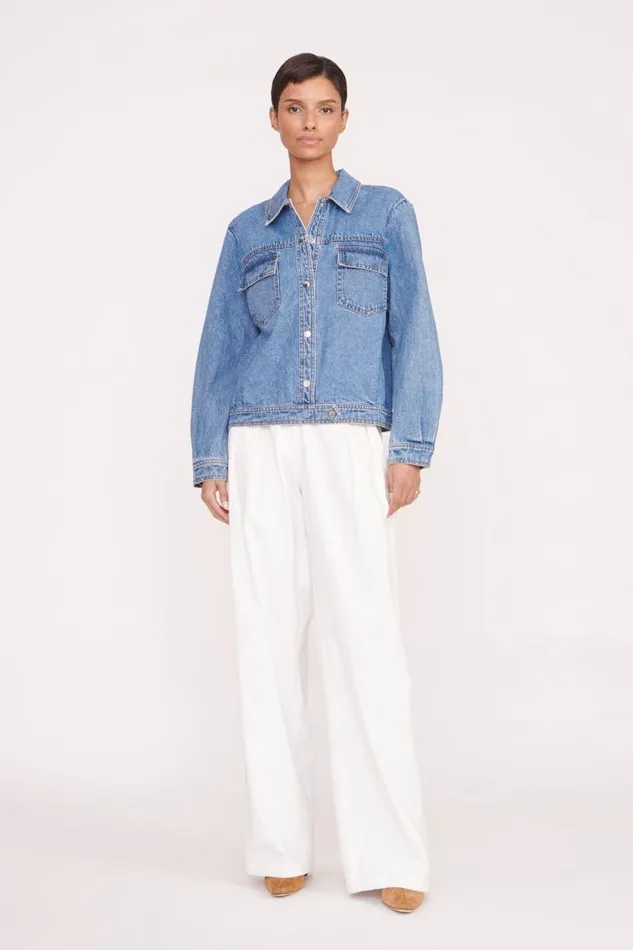 Women STAUD CUSTOM CLASSIC OVERSIZED RYAN JACKET MEDIUM WASH STAUD Denim Women STAUD CUSTOM CLASSIC OVERSIZED RYAN JACKET MEDIUM WASH STAUD Denim