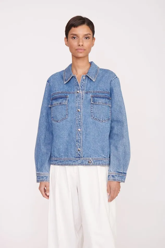Women STAUD CUSTOM CLASSIC OVERSIZED RYAN JACKET MEDIUM WASH STAUD Denim Women STAUD CUSTOM CLASSIC OVERSIZED RYAN JACKET MEDIUM WASH STAUD Denim