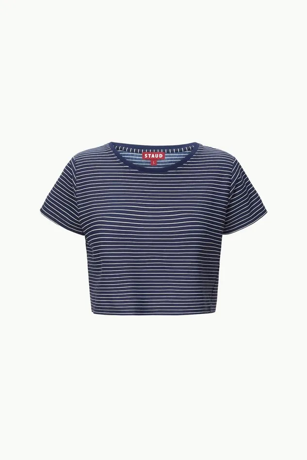 Women STAUD DEAN TSHIRT NAVY MICRO STRIPE STAUD Tops Women STAUD DEAN TSHIRT NAVY MICRO STRIPE STAUD Tops