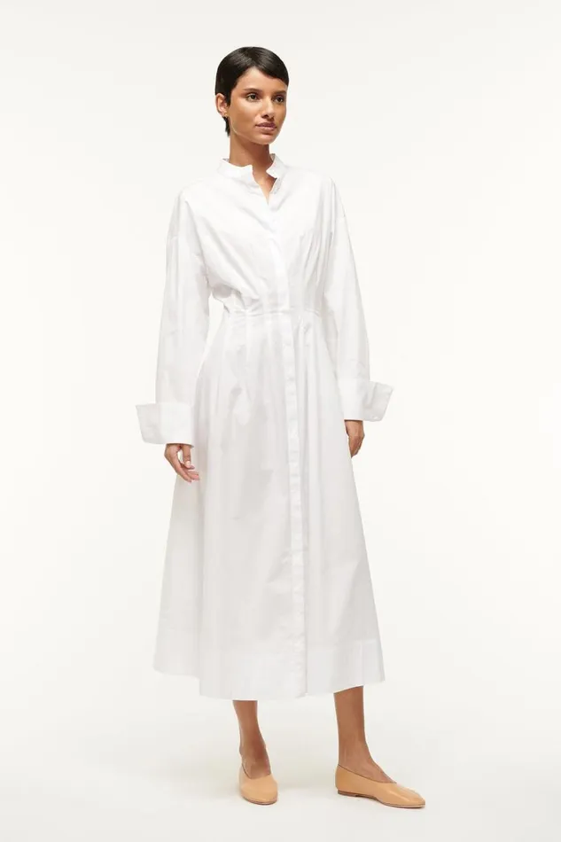 Women STAUD MIDI LORENZA DRESS WHITE STAUD Dresses Women STAUD MIDI LORENZA DRESS WHITE STAUD Dresses