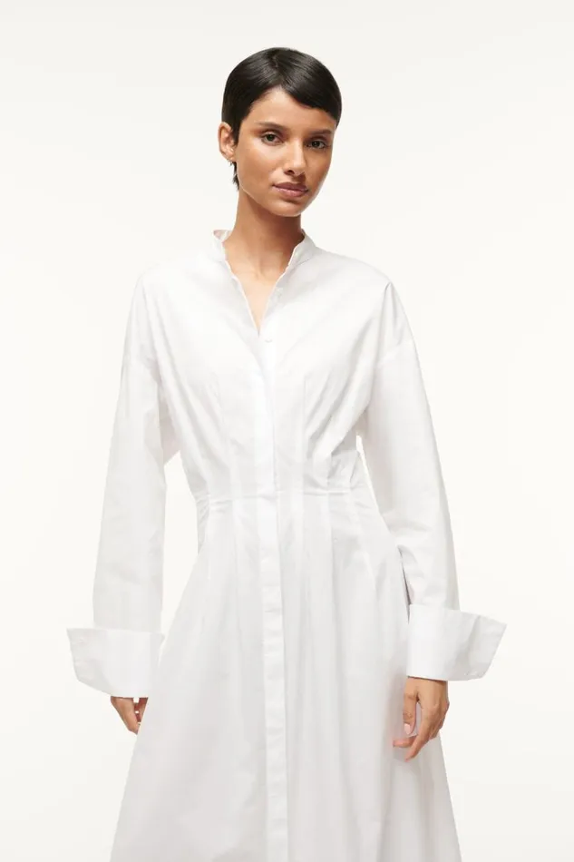 Women STAUD MIDI LORENZA DRESS WHITE STAUD Dresses Women STAUD MIDI LORENZA DRESS WHITE STAUD Dresses