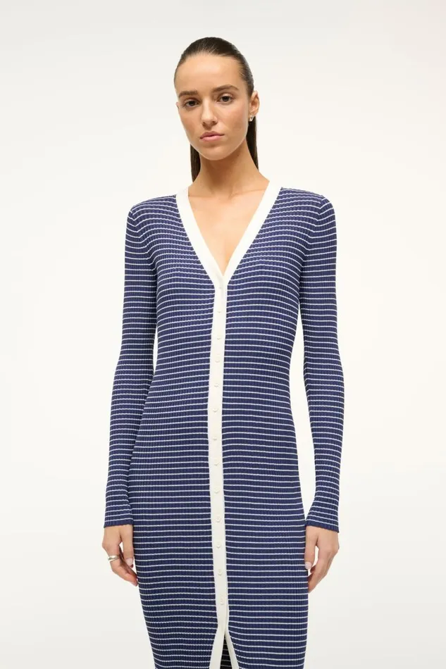 Women STAUD SHOKO SWEATER NAVY MICRO STRIPE STAUD Dresses Women STAUD SHOKO SWEATER NAVY MICRO STRIPE STAUD Dresses