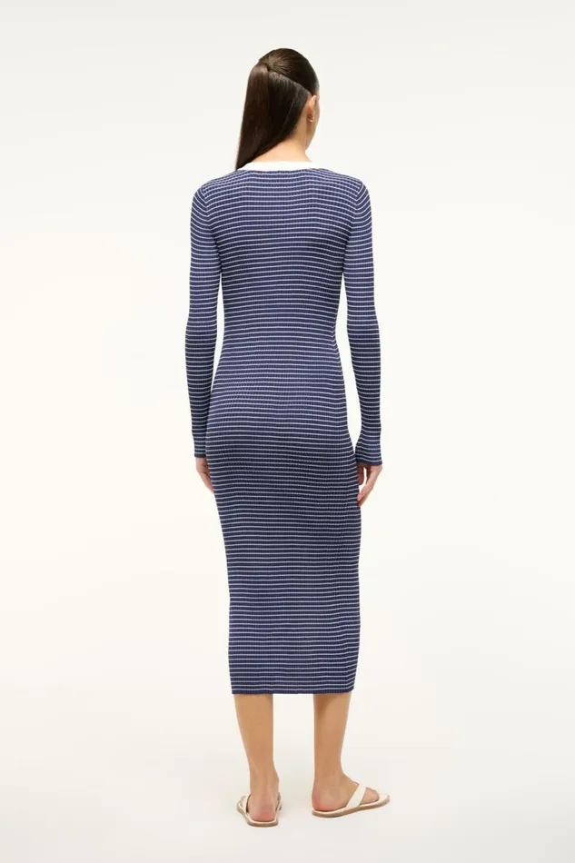 Women STAUD SHOKO SWEATER NAVY MICRO STRIPE STAUD Dresses Women STAUD SHOKO SWEATER NAVY MICRO STRIPE STAUD Dresses