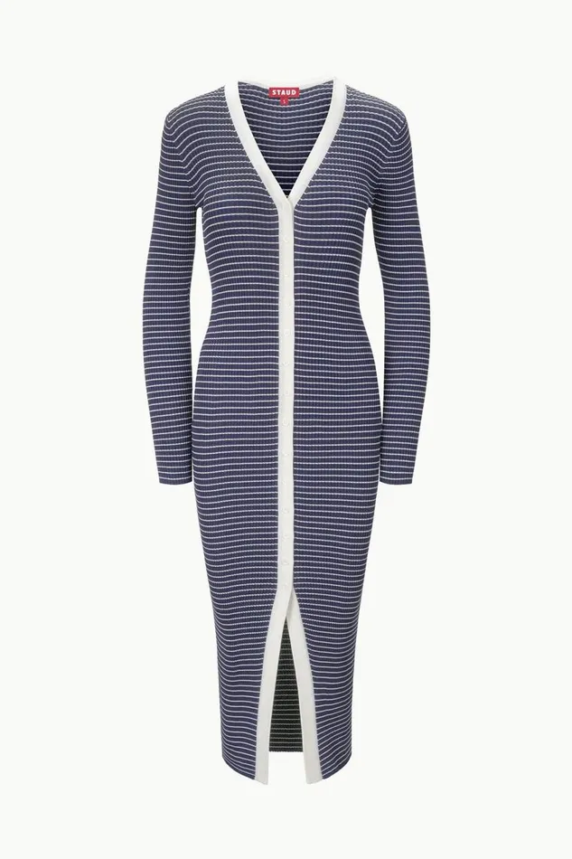 Women STAUD SHOKO SWEATER NAVY MICRO STRIPE STAUD Dresses Women STAUD SHOKO SWEATER NAVY MICRO STRIPE STAUD Dresses