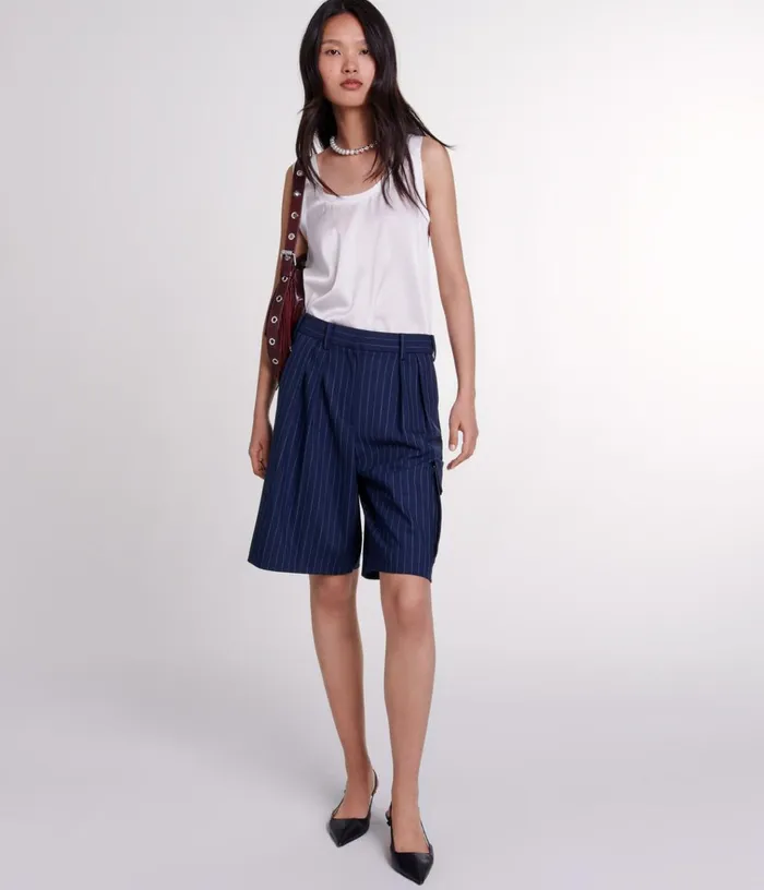 Women Striped Bermuda Shorts Maje Skirts and Shorts