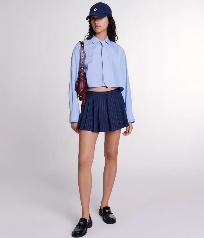 Women Striped Layered Effect Shorts Maje Skirts and Shorts