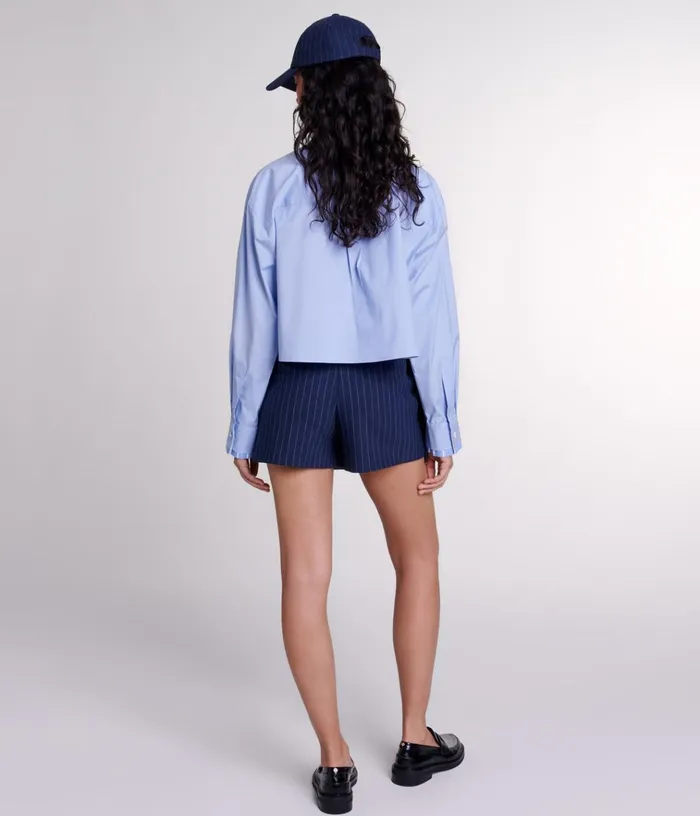 Women Striped Layered Effect Shorts Maje Skirts and Shorts