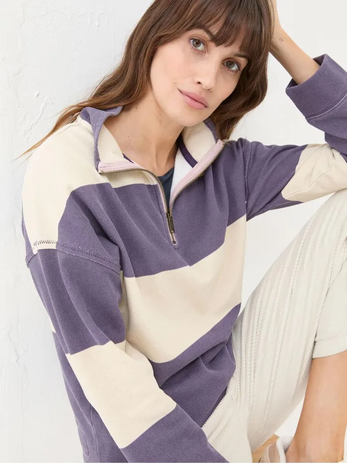 Women Sweatshirts and Hoodies Fat Face Airlie Purple Striped Relaxed Sweat Top Women Sweatshirts and Hoodies Fat Face Airlie Purple Striped Relaxed Sweat Top
