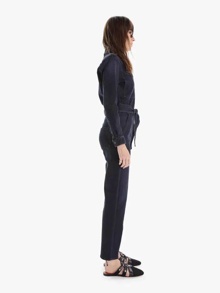 Women The Double Slant Jumpsuit Ankle Black Mother Denim Jumpsuits