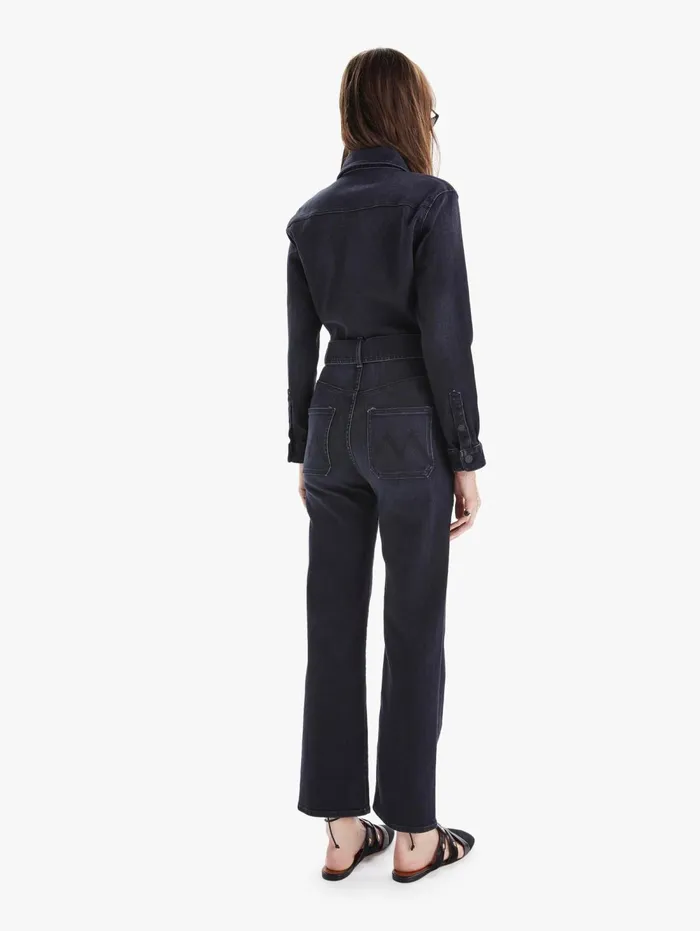 Women The Double Slant Jumpsuit Ankle Black Mother Denim Jumpsuits