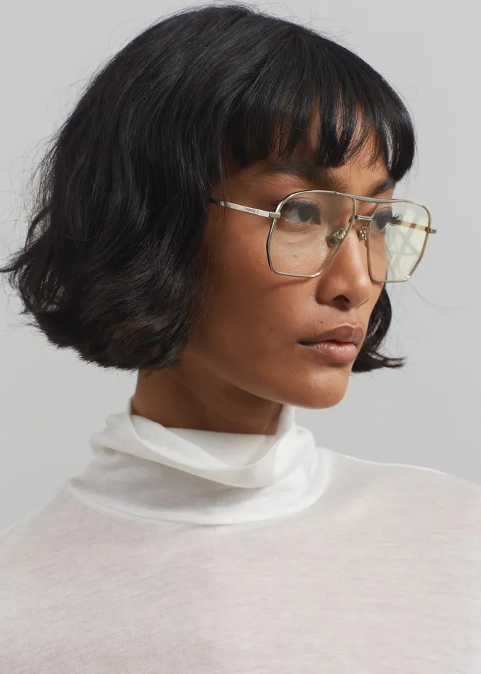Women The Frankie Shop Coperni Aviator Sunglasses 8211 SilverClear