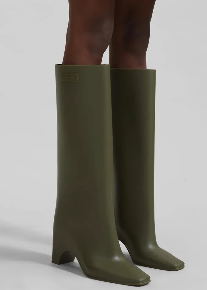 Women The Frankie Shop Coperni Rubber Bridge Boots 8211 Green
