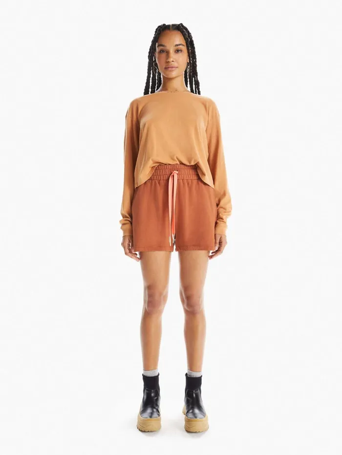 Women The Knock Out Short Short Medium Brown Mother Denim Shorts