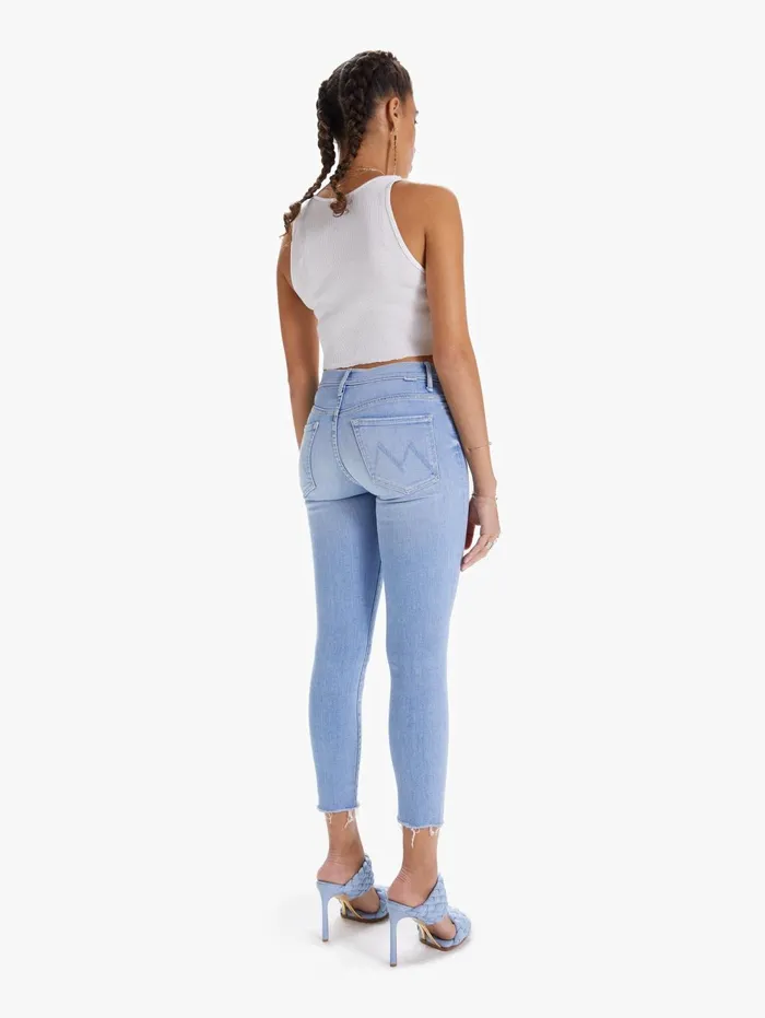 Women The Stunner Ankle Fray Lightpastel Blue Mother Denim Skinny