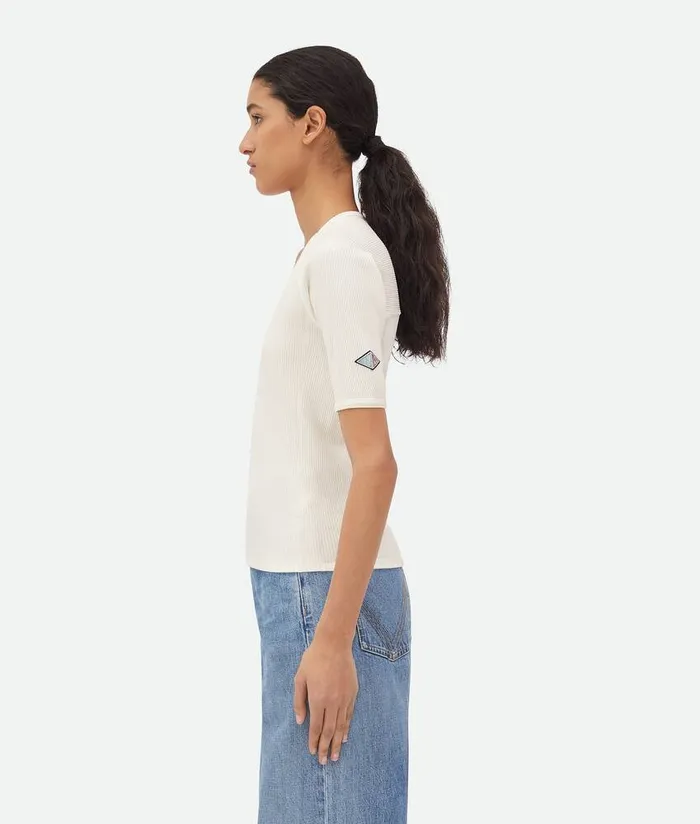 Women Tops And TShirts Bottega Veneta Cotton Rib Jersey Top Chalk