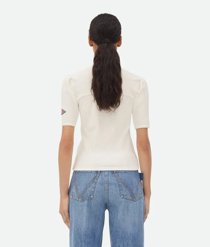 Women Tops And TShirts Bottega Veneta Cotton Rib Jersey Top Chalk