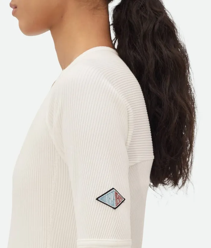 Women Tops And TShirts Bottega Veneta Cotton Rib Jersey Top Chalk