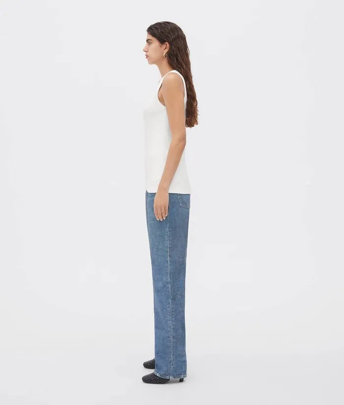 Women Tops And TShirts Bottega Veneta Stretch Rib Cotton Tank Top Chalk