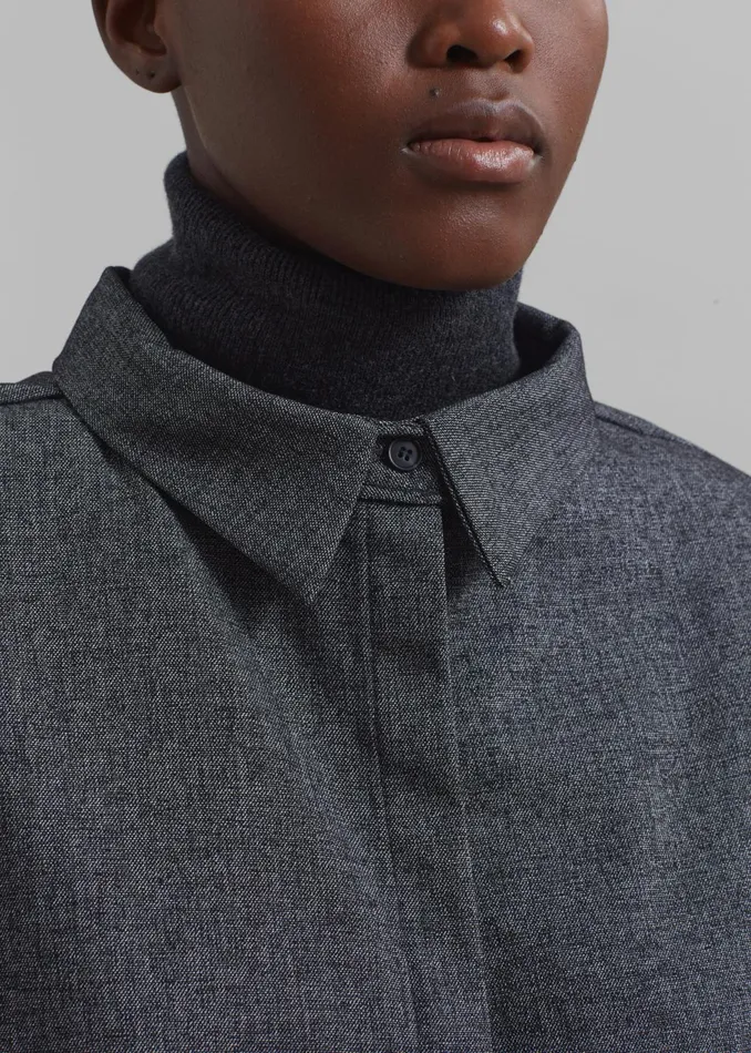 Women Tops The Frankie Shop Casey Reversible Button Up Shirt 8211 Charcoal