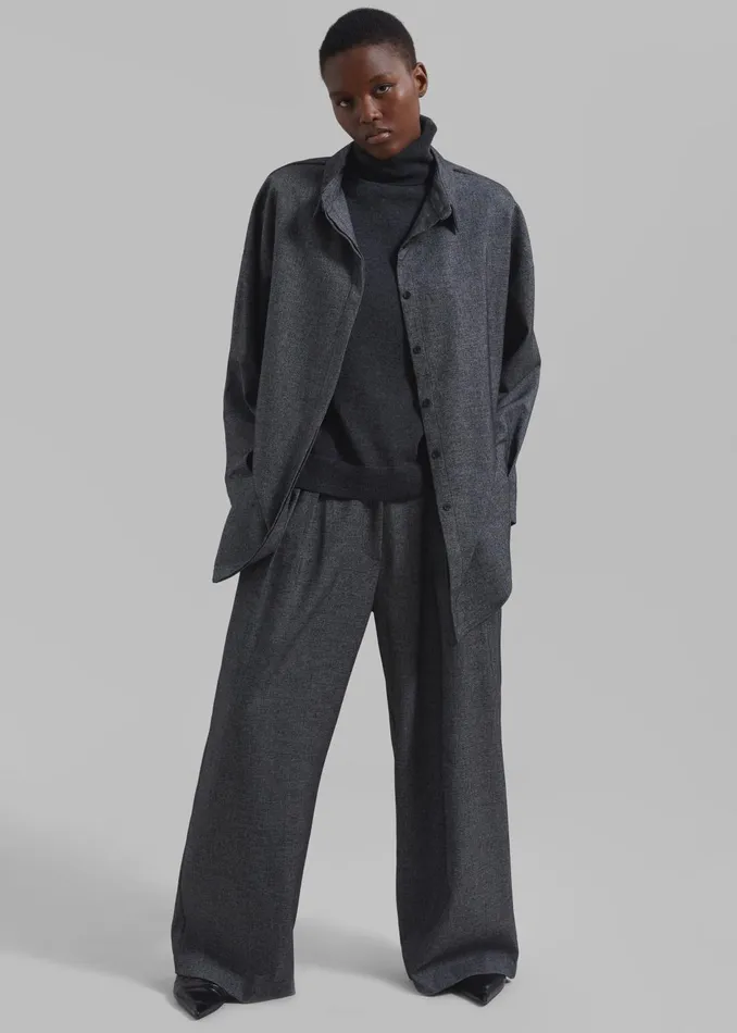 Women Tops The Frankie Shop Casey Reversible Button Up Shirt 8211 Charcoal