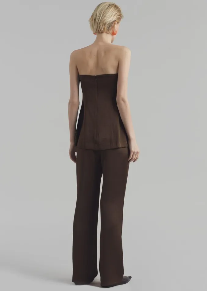 Women Tops The Frankie Shop Kit Satin Strapless Top 8211 Brown