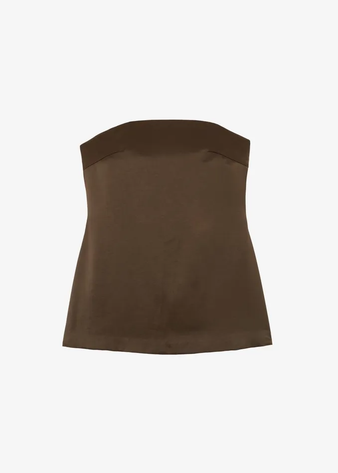 Women Tops The Frankie Shop Kit Satin Strapless Top 8211 Brown