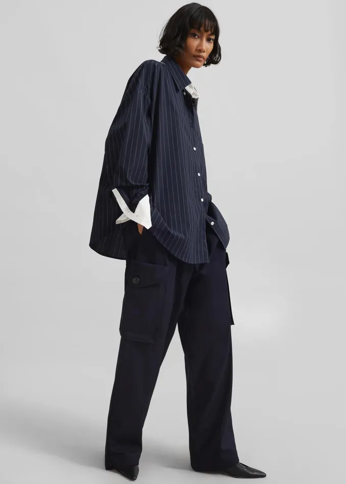Women Tops The Frankie Shop Lorna Shirt 8211 NavyWhite Pinstripe