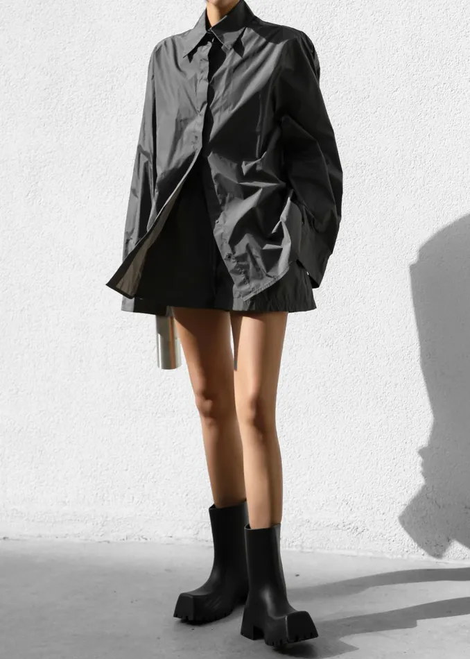 Women Tops The Frankie Shop Lucy Open Back Oversized Shirt 8211 Charcoal