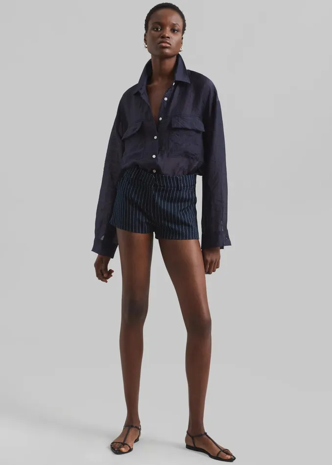 Women Tops The Frankie Shop Madeline Sheer Shirt 8211 Navy