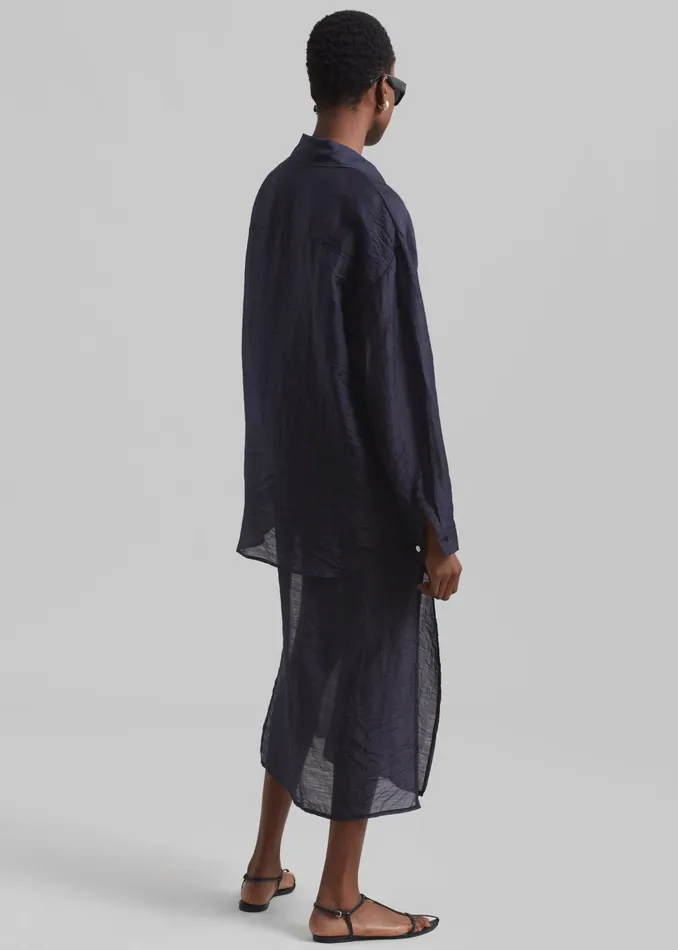 Women Tops The Frankie Shop Madeline Sheer Shirt 8211 Navy