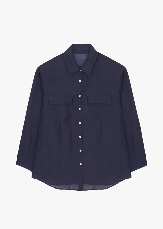 Women Tops The Frankie Shop Madeline Sheer Shirt 8211 Navy