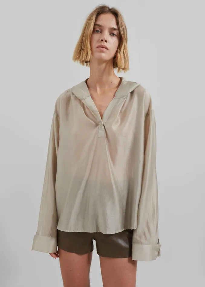 Women Tops The Frankie Shop Moraine Hooded Blouse 8211 Beige