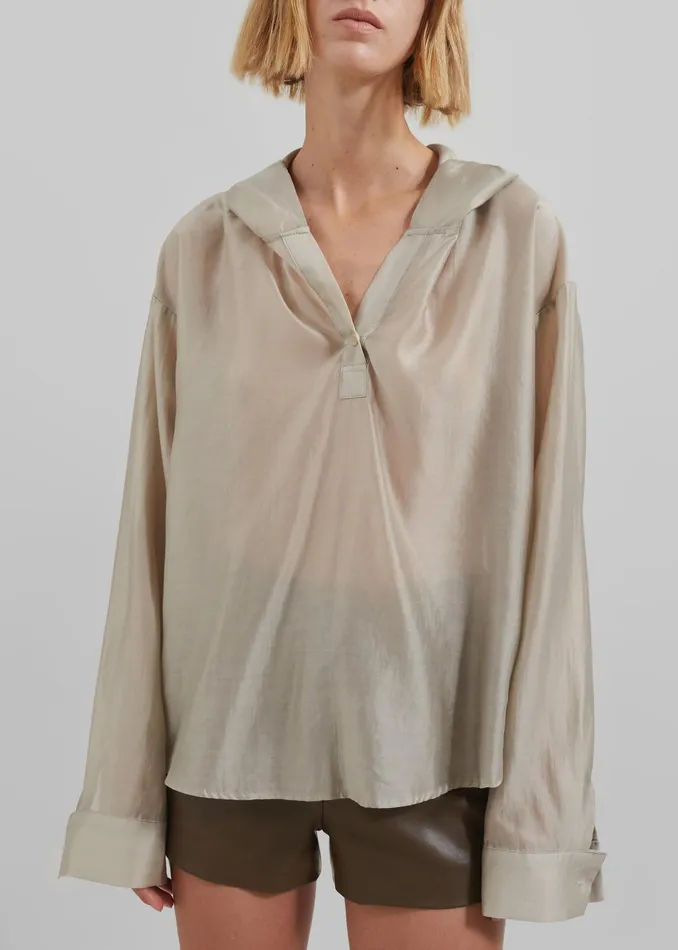 Women Tops The Frankie Shop Moraine Hooded Blouse 8211 Beige