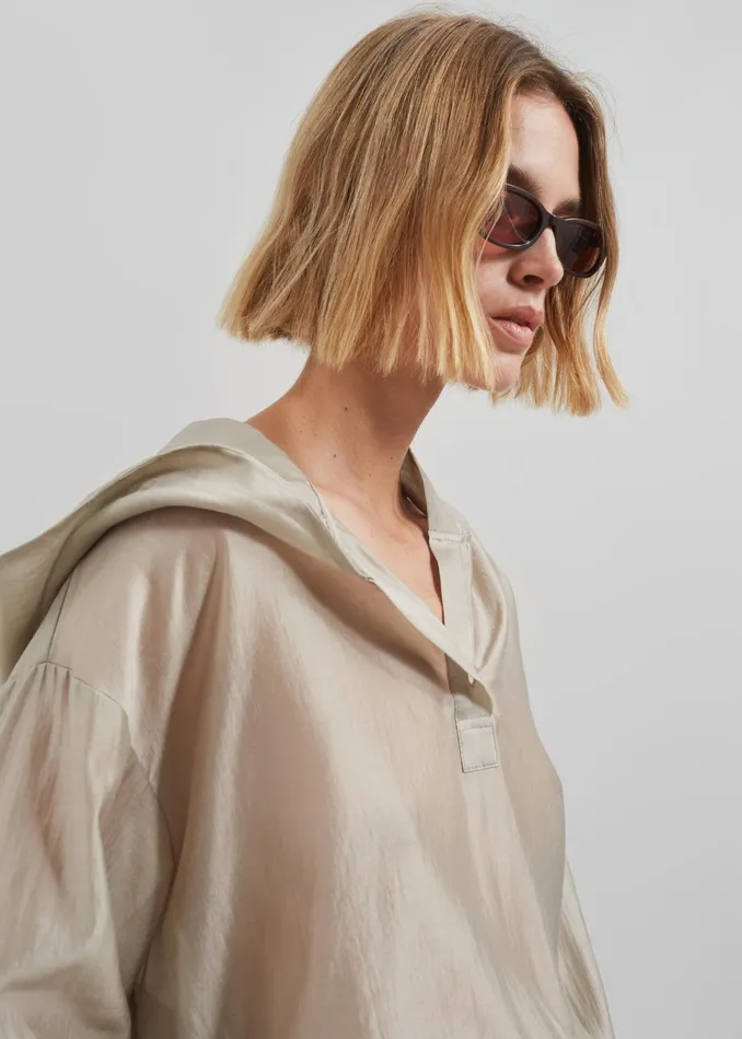 Women Tops The Frankie Shop Moraine Hooded Blouse 8211 Beige