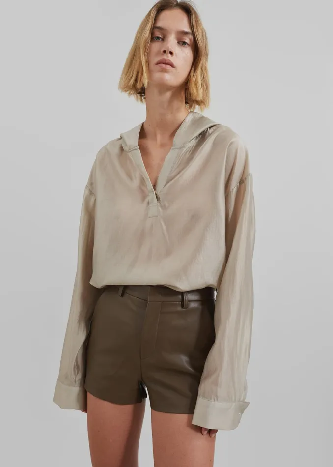 Women Tops The Frankie Shop Moraine Hooded Blouse 8211 Beige