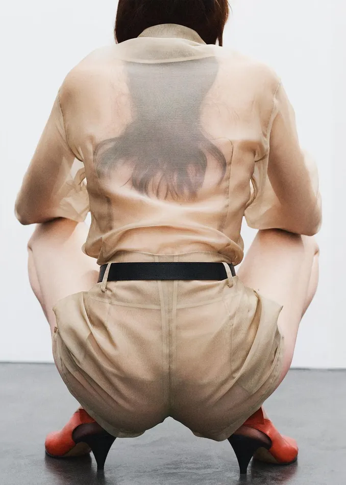 Women Tops The Frankie Shop Peri Sheer Shirt 8211 Desert Sand