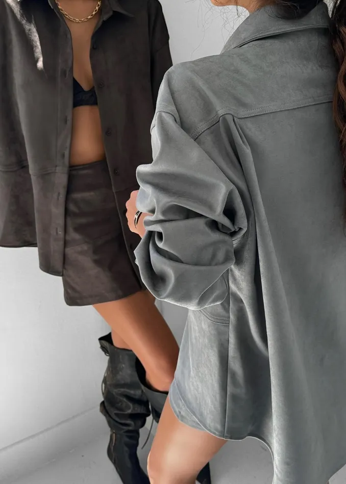 Women Tops The Frankie Shop Regina Faux Suede Shirt 8211 Brown
