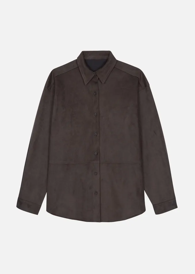 Women Tops The Frankie Shop Regina Faux Suede Shirt 8211 Brown