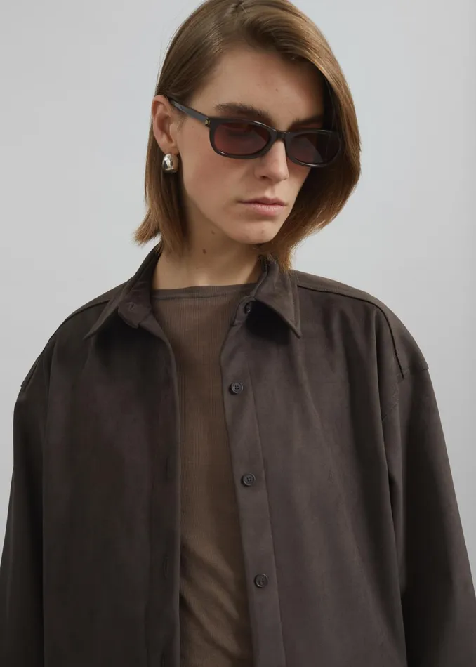 Women Tops The Frankie Shop Regina Faux Suede Shirt 8211 Brown
