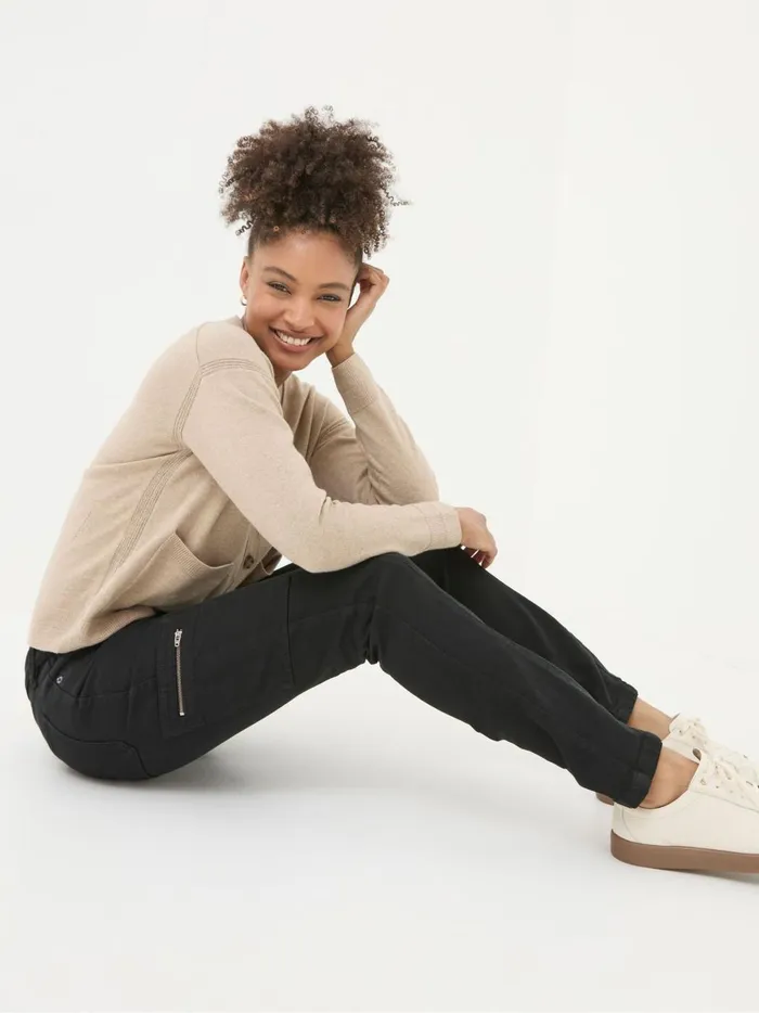 Women Trousers and Leggings Fat Face Malvern Black Cargo Trousers