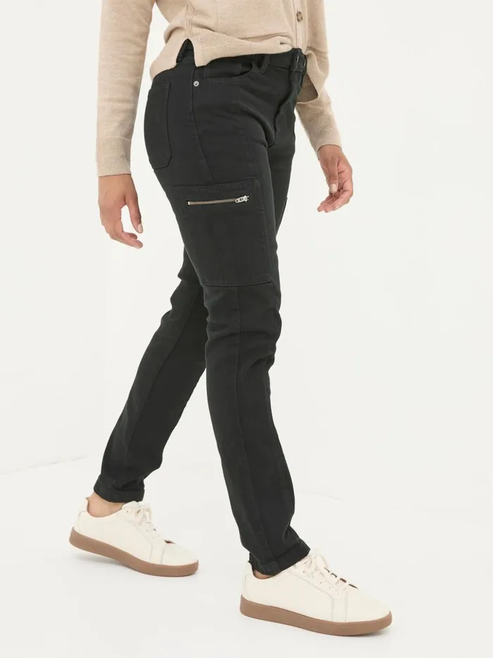 Women Trousers and Leggings Fat Face Malvern Black Cargo Trousers