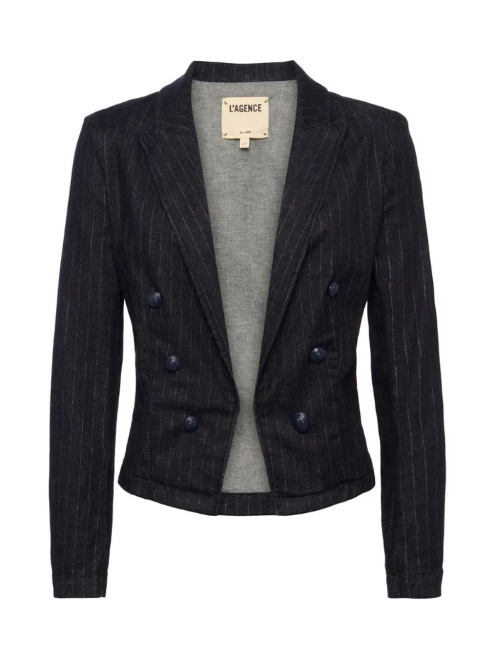 Women Wayne OpenFront Blazer Indigoblue Glitter Stripe L039Agence Matching Sets