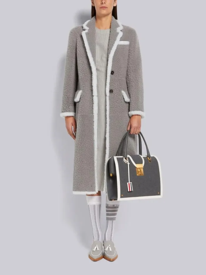 Women Wool Seersucker 4vent Sleeveless Below The Knee Pencil Dress Medium Grey Thom Browne Dresses
