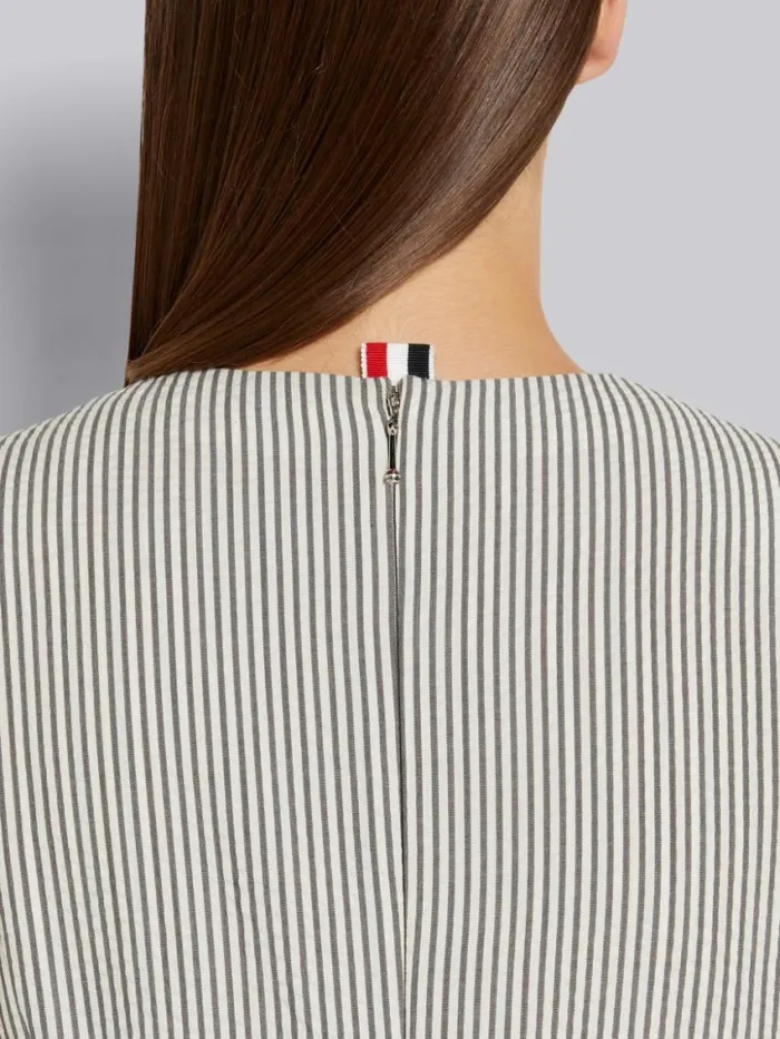 Women Wool Seersucker 4vent Sleeveless Below The Knee Pencil Dress Medium Grey Thom Browne Dresses