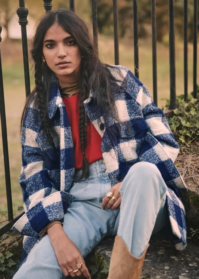 Womens Joe Coat Blue Checks Szane Jackets and Coats