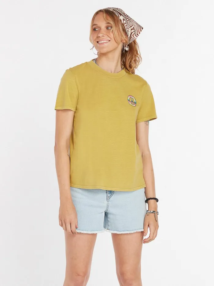 Womens Lock It Up Tee 8211 Shadow Lime Volcom Tops