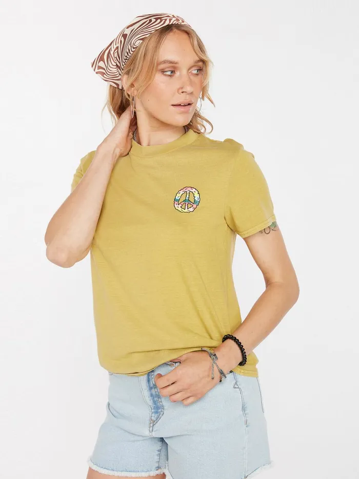 Womens Lock It Up Tee 8211 Shadow Lime Volcom Tops