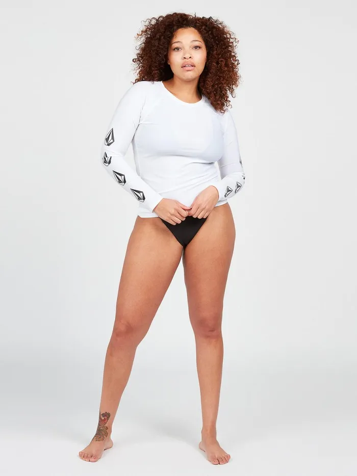 Womens Simply Core Long Sleeve UPF 50 Plus Size Rashguard 8211 White Volcom Rashguards