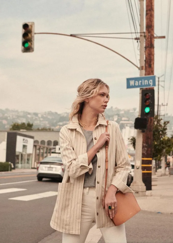 Womens Will Jacket Blue Stripes Ecru Szane Jackets and Coats