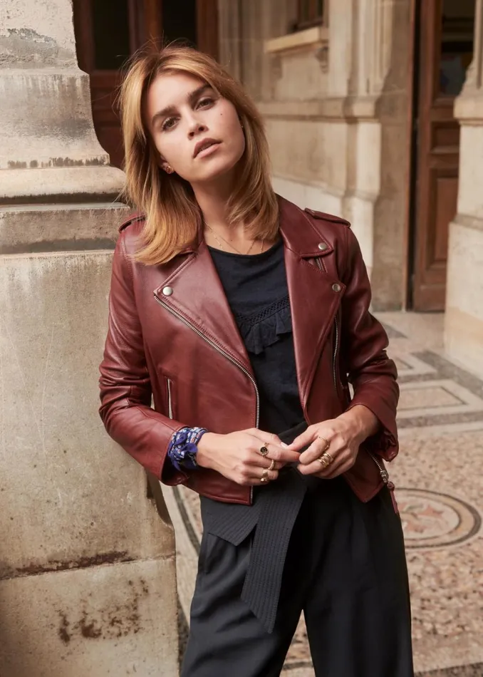 Womens Zig Jacket Burgundy Szane Jackets and Coats